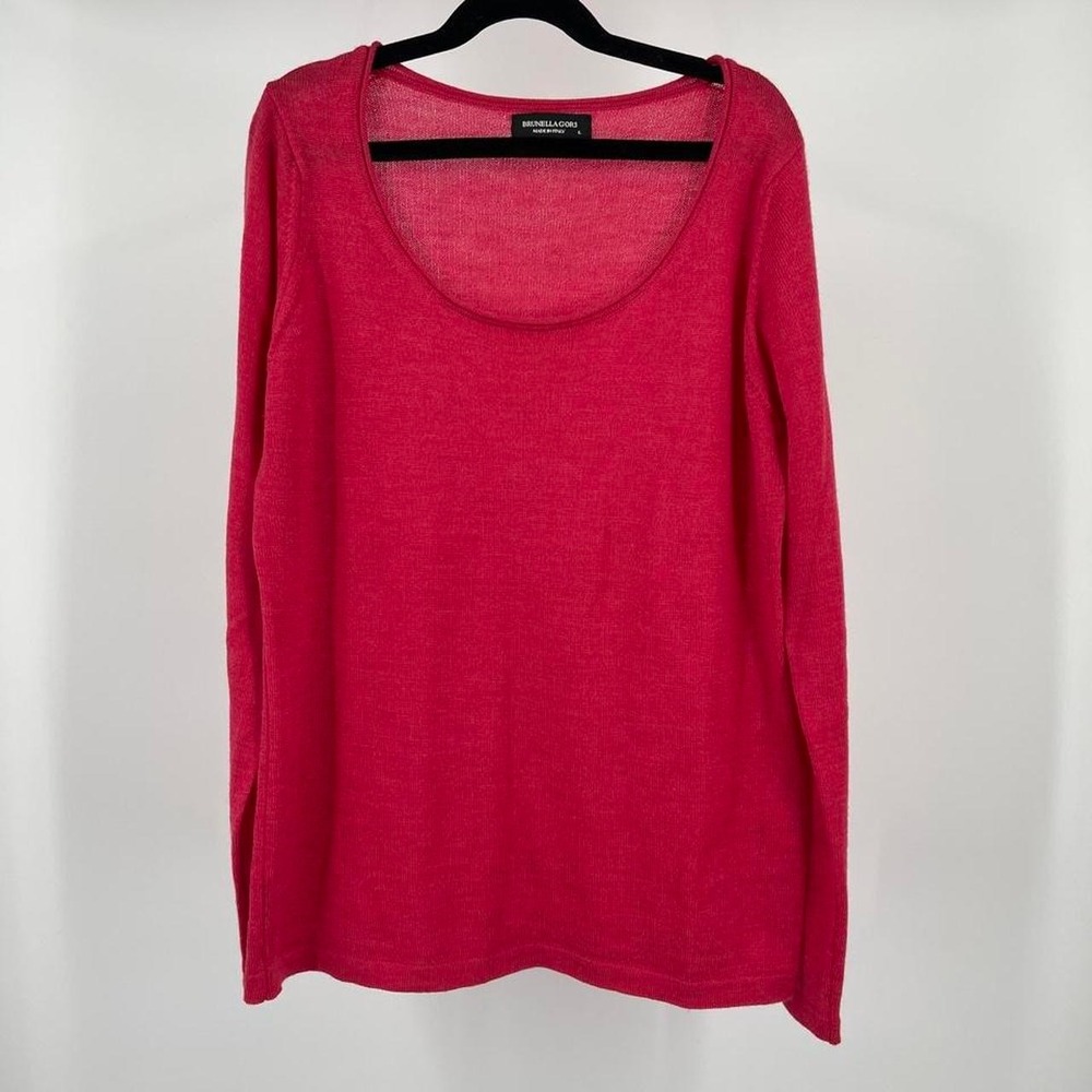 Worthington Scoop Neck Long Sleeve Sweater - Hot Pink